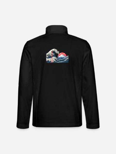 T-Shirt Wave kanagawa hokusai mont fuji japan - Unisex Softshelljacke - Schwarz