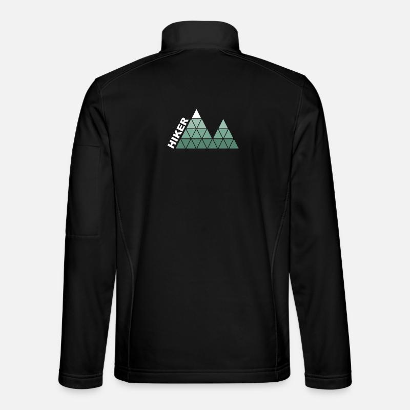 "Hiker" - Geometrisches Berg-Design - Unisex Softshelljacke - Schwarz
