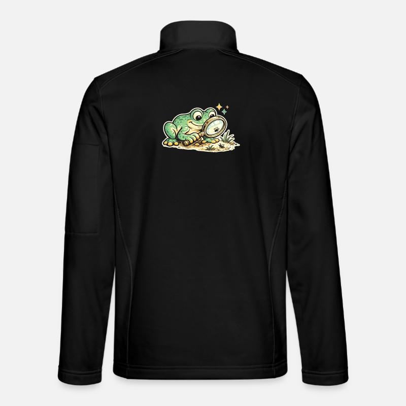 Frosch mit Lupe auf Spurensuche Unisex Softshelljacke