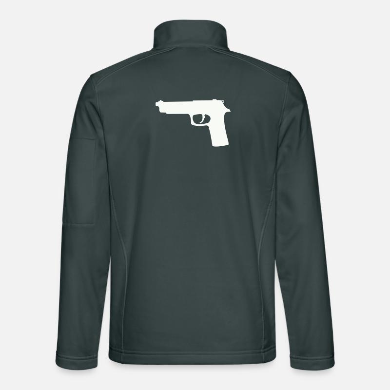 Pistol silhouette in contrast Unisex Softshell Jacket