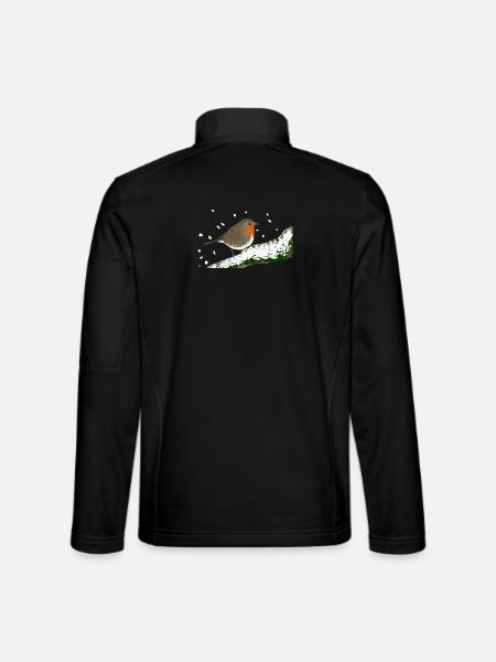Rotkehlchen Wintermotiv Schnee Vogel Ast - Unisex Softshelljacke - Schwarz