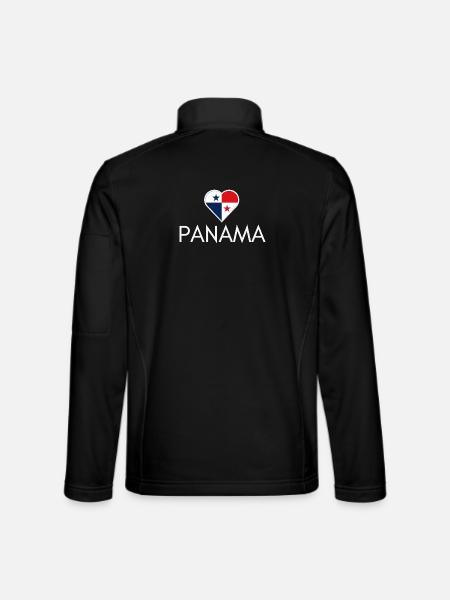 Cœur avec le drapeau du Panama, j’aime le Panama - Veste en tissu softshell Unisexe - noir - Dos