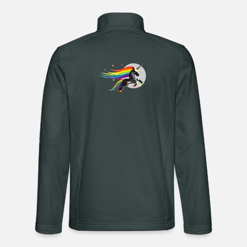 Schwarzes Einhorn – Mystisch und farbenfroh Unisex Softshelljacke