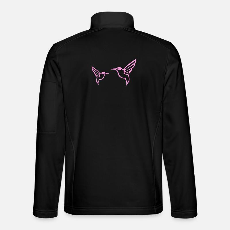 Zwei rosa Kolibris Linienkunst - Unisex Softshelljacke - Schwarz
