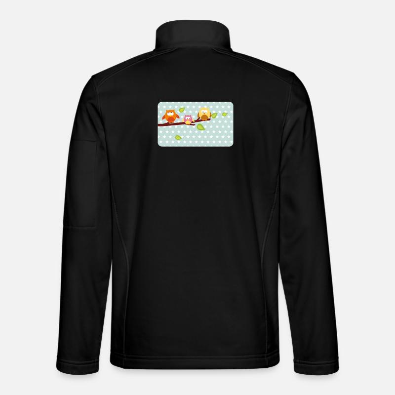 Kleine Eulen mit Sternchen mint | personalisierbar - Unisex Softshelljacke - Schwarz