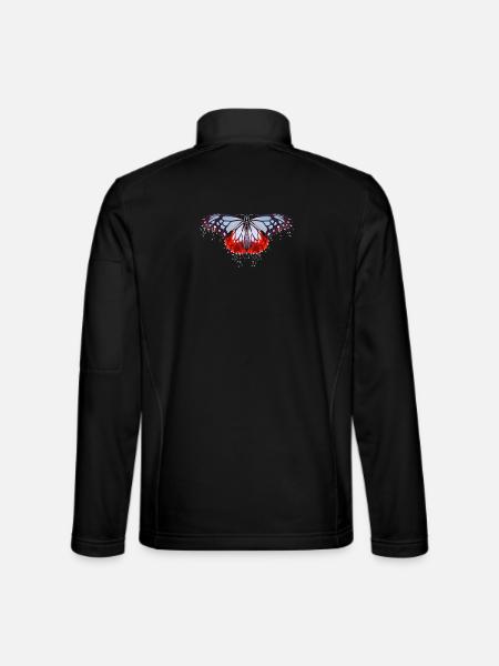 Schmetterling mit blauen und roten Flecken - Unisex Softshelljacke - Schwarz - Hinten