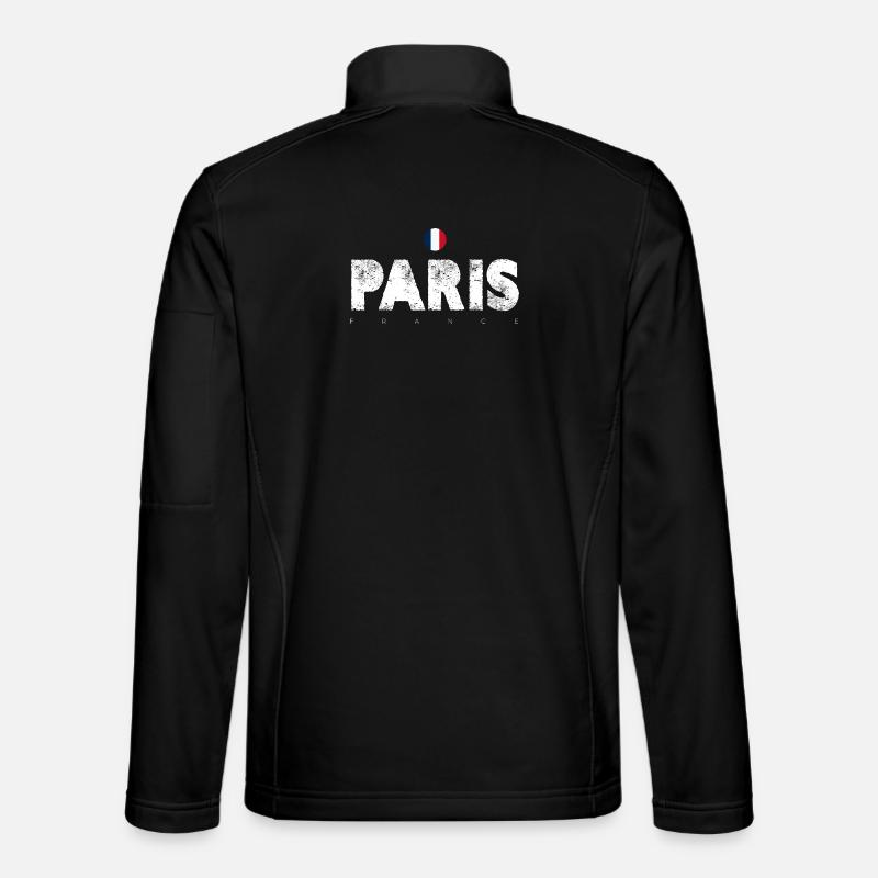 Paris Distressed Glyphen mit französischer Flagge - Unisex Softshelljacke - Schwarz