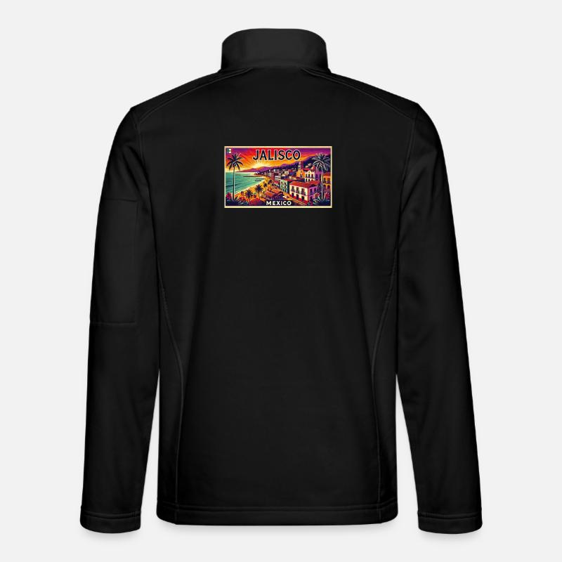 Jalisco Mexico beach palm design - Unisex Softshell Jacket - black