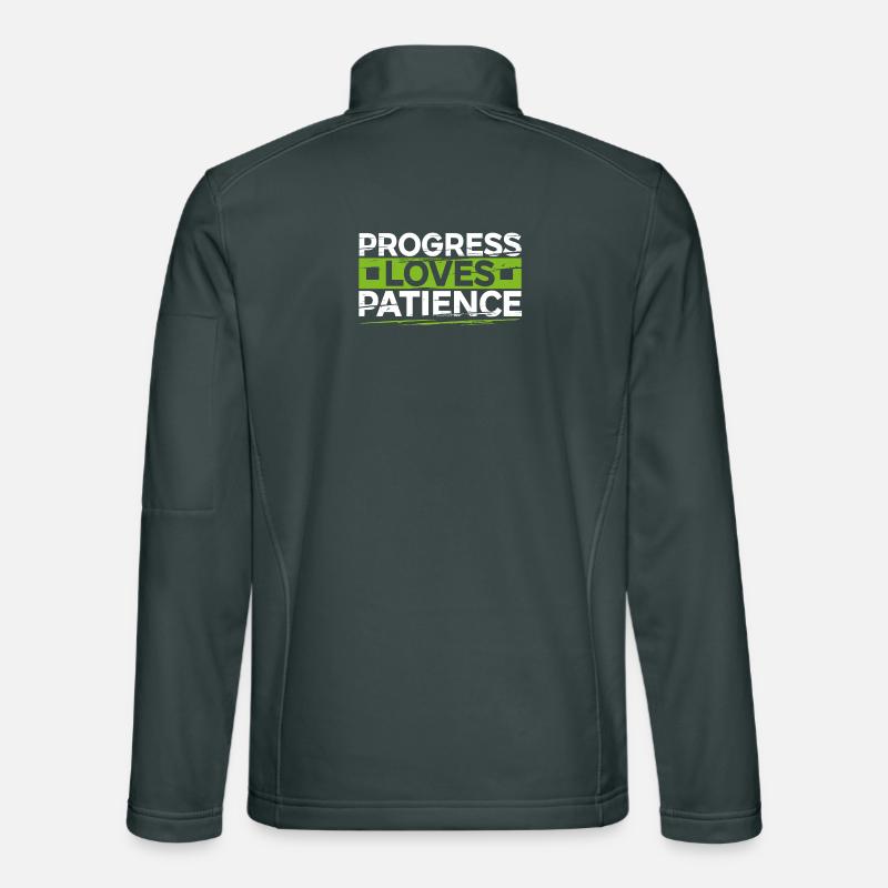 Le progrès aime la patience Motivation Cadeau Veste en tissu softshell Unisexe