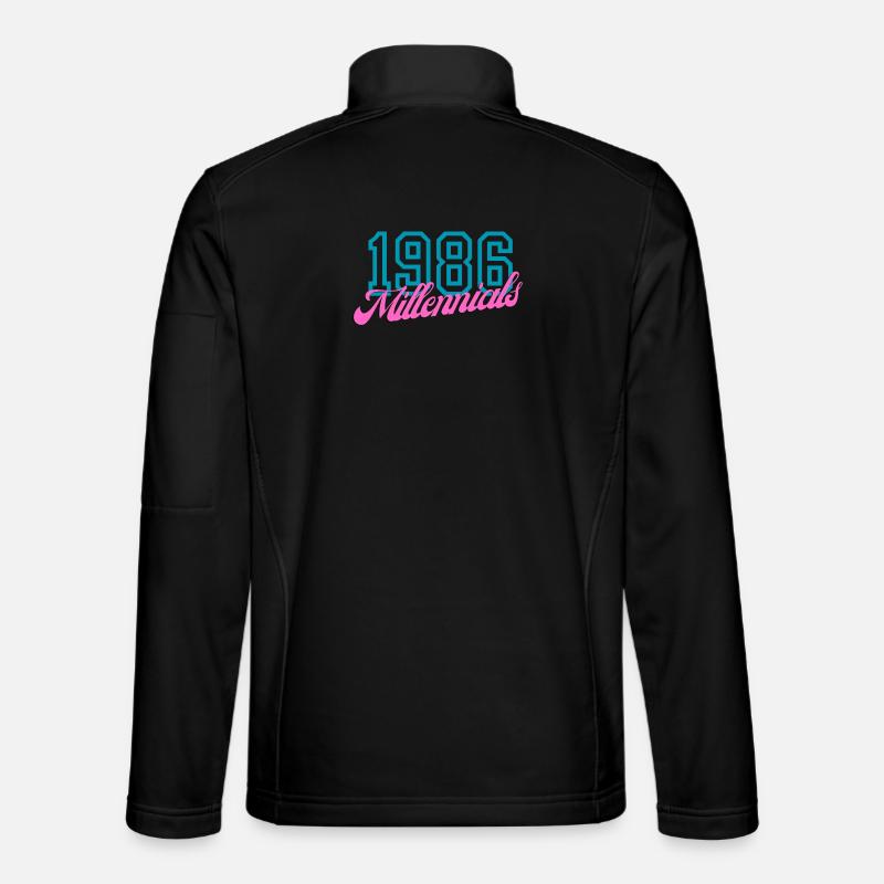 1986 Millennials Retro Numeric Design - Unisex Softshell Jacket - black