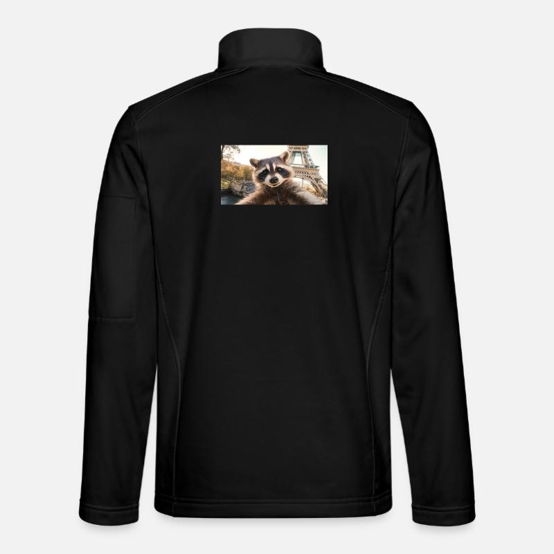 Waschbär in Paris - Unisex Softshelljacke - Schwarz
