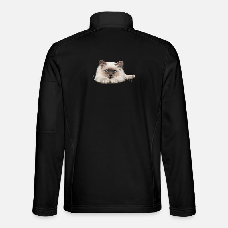 Blue-eyed cat resting - Unisex Softshell Jacket - black