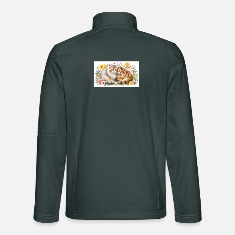 Pastel cats in spring bloom Unisex Softshell Jacket