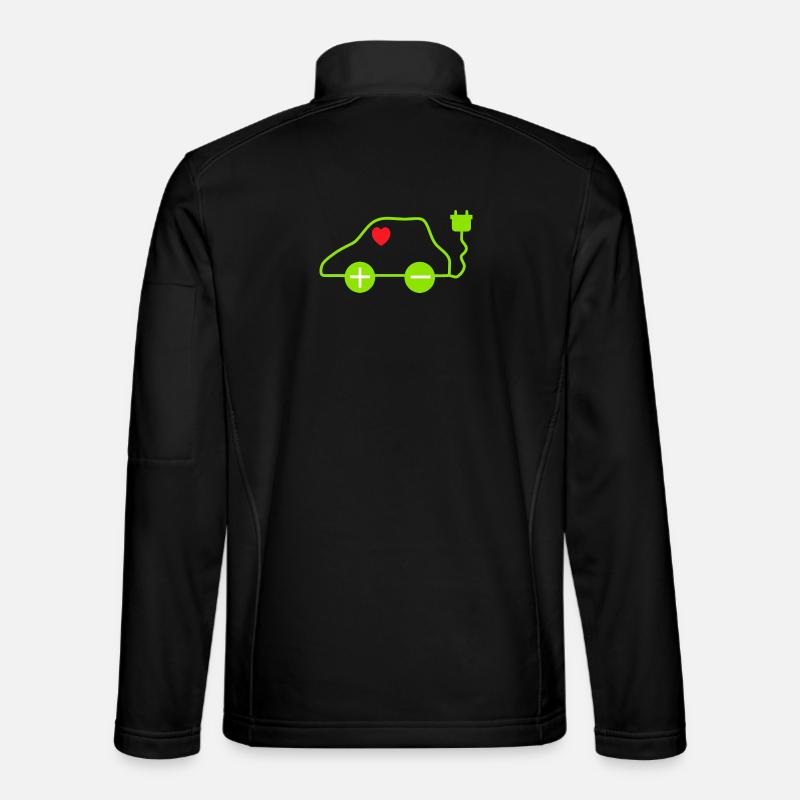 Green E-Car Heart Design - Unisex Softshell Jacket - black