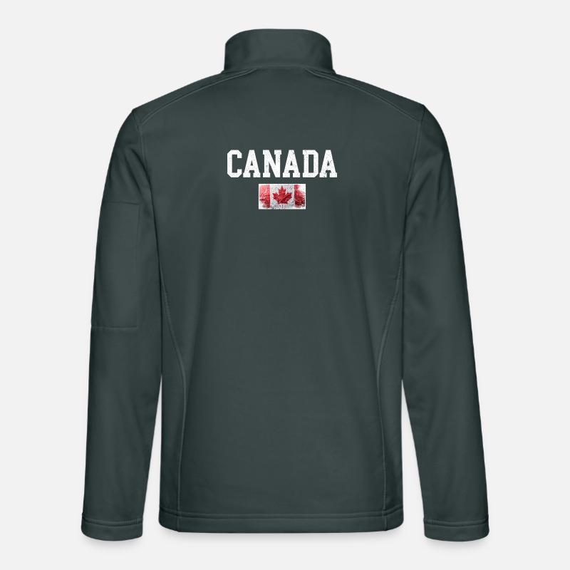 Drapeau du Canada en érable vieilli Veste en tissu softshell Unisexe