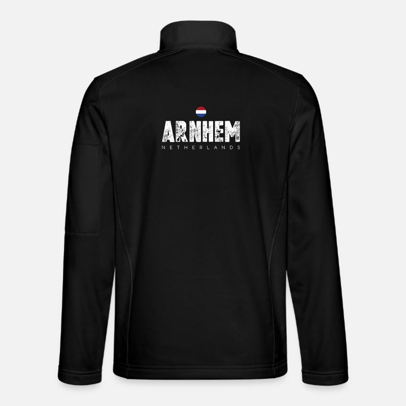 Arnhem Netherlands Distressed Text Logo - Unisex Softshell Jacket - black