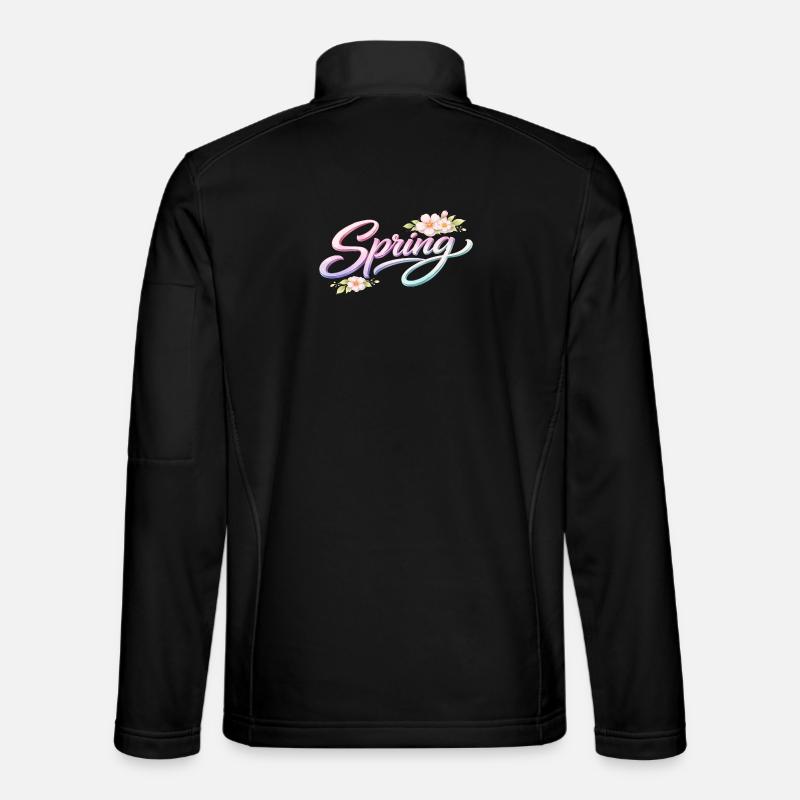 Lettrage printanier avec des fleurs - Veste en tissu softshell Unisexe - noir