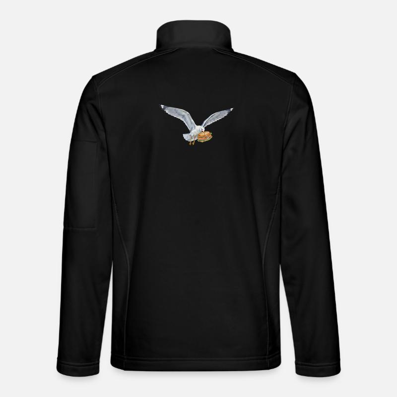 Funny Seagull Steals Fish Rolls Beach Unisex Softshell Jacket