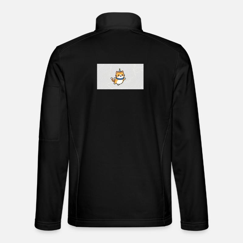 Festive kitten with blue hat - Unisex Softshell Jacket - black