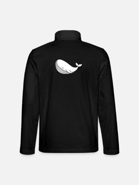 Whale silhouette minimalist sea motif - Unisex Softshell Jacket - black - Back
