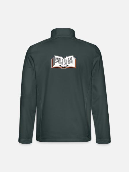 I Work To Support My Reading Addiction Bücher Logo - Unisex Softshelljacke - Dunkelgrau - Hinten