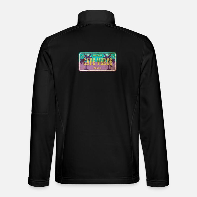 Cape Verde Vintage Palm Tree Sign - Unisex Softshell Jacket - black