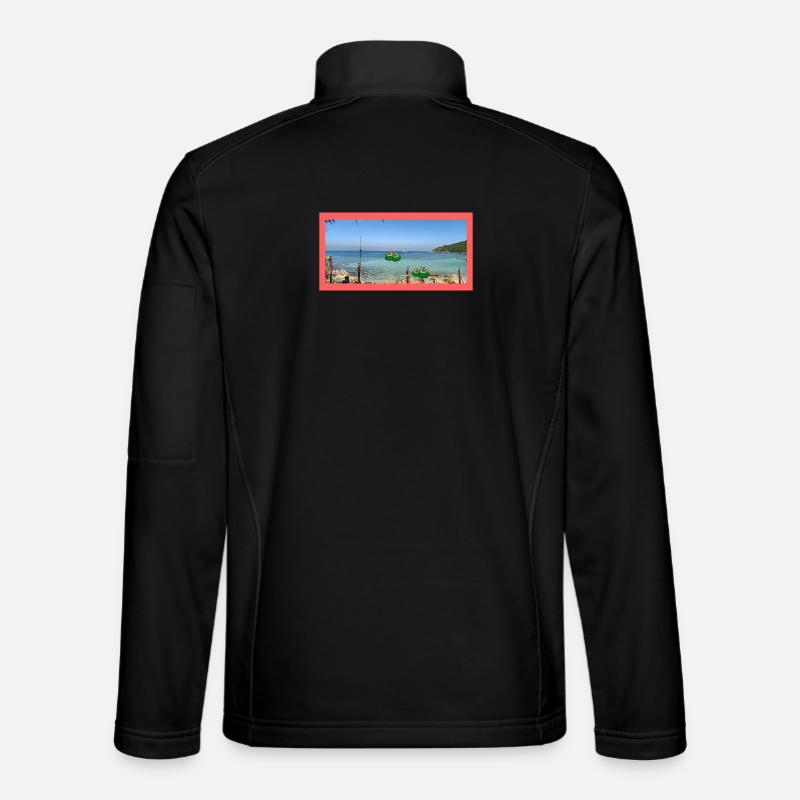Strandfoto mit Kokusnuss  - Unisex Softshelljacke - Schwarz