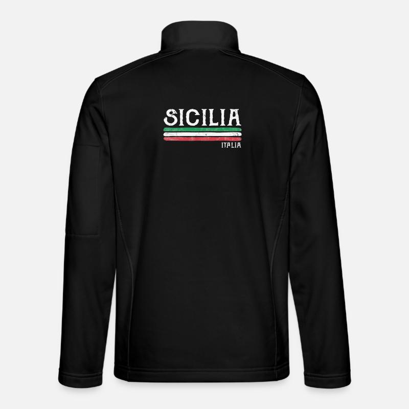 Sicilia Italia Distressed Flag - Unisex Softshell Jacket - black