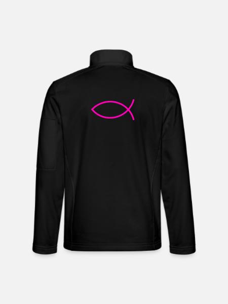 Jesus fish pink ichthys fish fish fish - Unisex Softshell Jacket - black - Back
