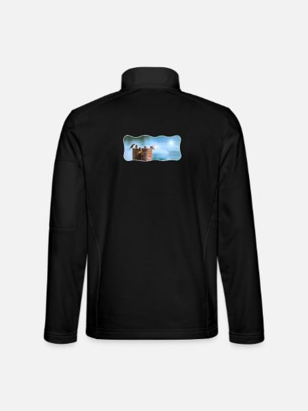 Fotodesign Spatzen-Meeting geschwungen umrandet - Unisex Softshelljacke - Schwarz - Hinten
