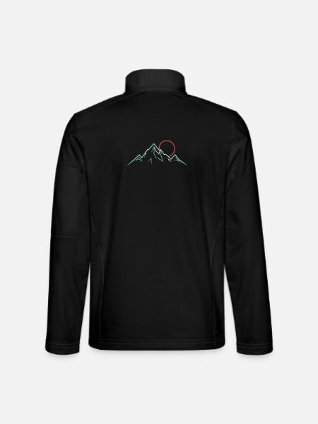 Chaîne de montagnes minimaliste avec soleil levant - Veste en tissu softshell Unisexe - noir - Dos