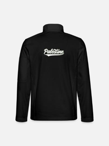 Palestine baseball-style olive-green-white - Unisex Softshell Jacket - black - Back