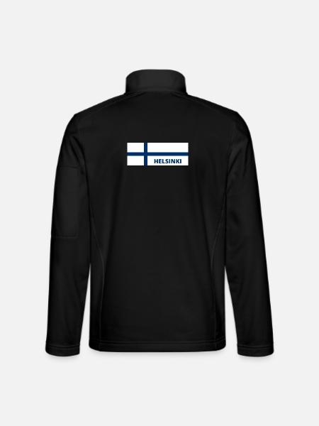 Helsinki City in Finnish Flag - Unisex Softshell Jacket - black