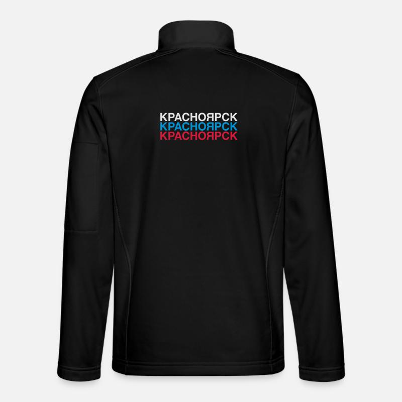 KRASNOYARSK Russia Flag Cyrillic - Unisex Softshell Jacket - black
