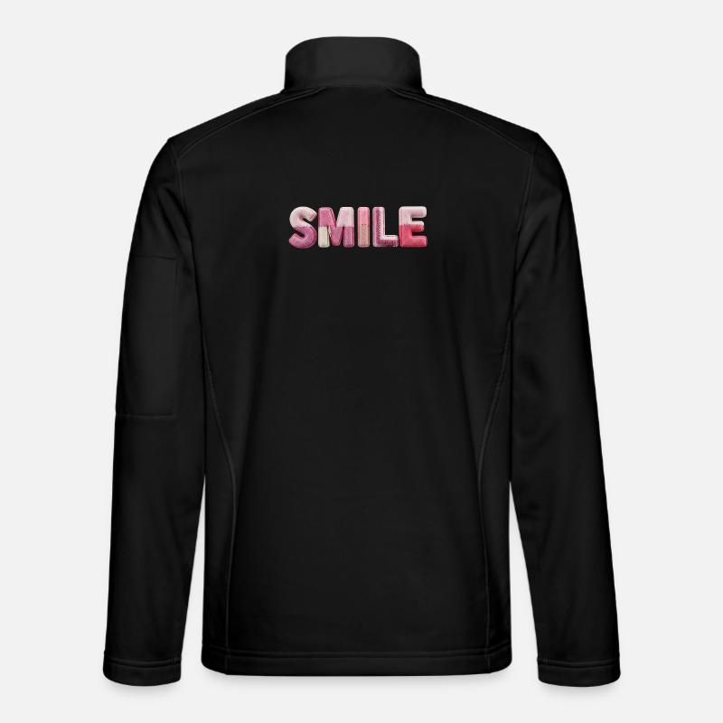 Plüsch Smile Schriftzug Patchwork Trend - Unisex Softshelljacke - Schwarz