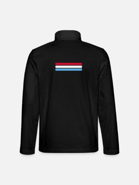 Luxemburg Flagge Minimal - Fahne Fan Streifen Desi - Unisex Softshelljacke - Schwarz - Hinten