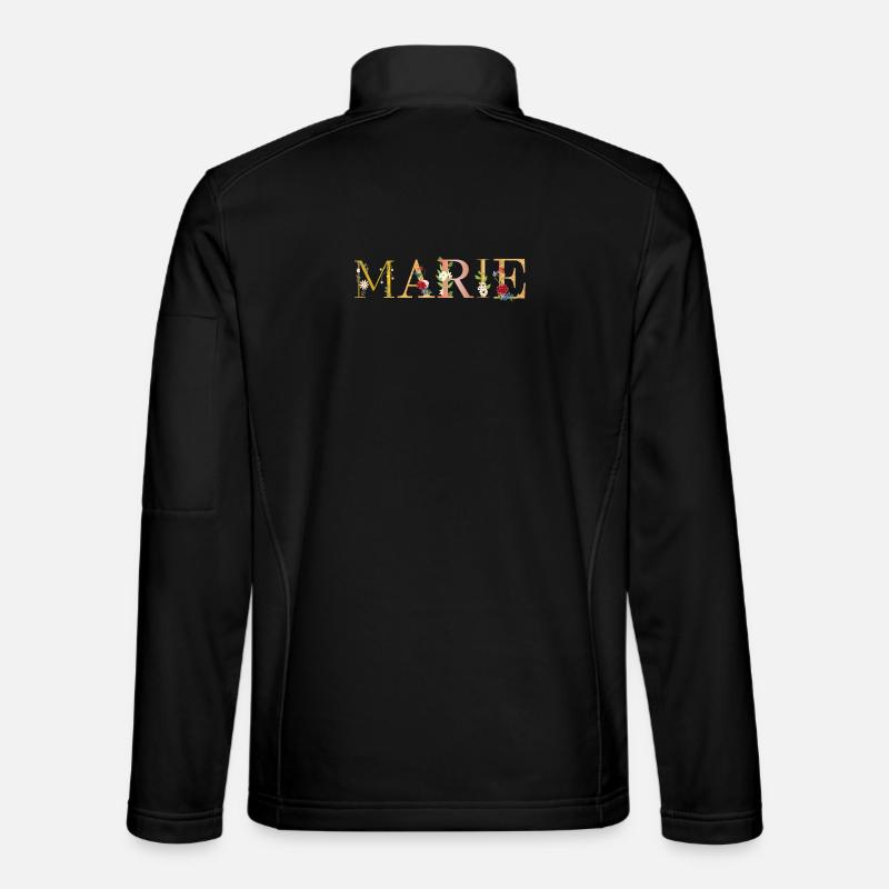 MARIE Name mit Blumen geschmückt - Unisex Softshelljacke - Schwarz