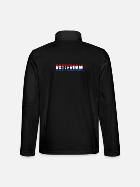 Drapeau de Rotterdam Néerlandais Vintage - Veste en tissu softshell Unisexe - noir - Dos