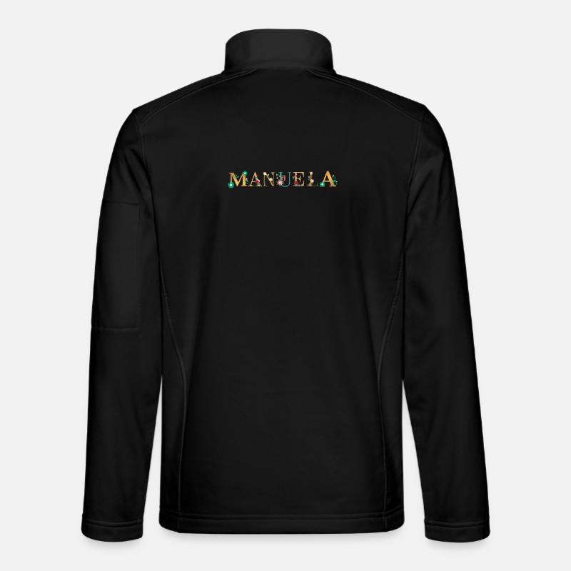 MANUELA Name mit Blumen geschmückt - Unisex Softshelljacke - Schwarz