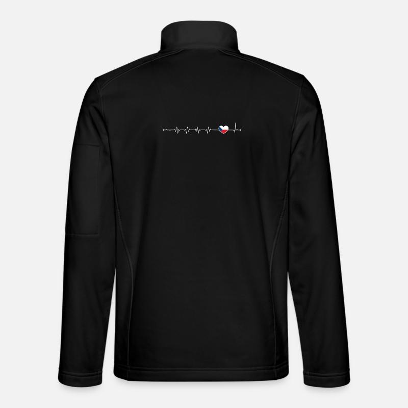 Heartbeat czech republic flag - Unisex Softshell Jacket - black