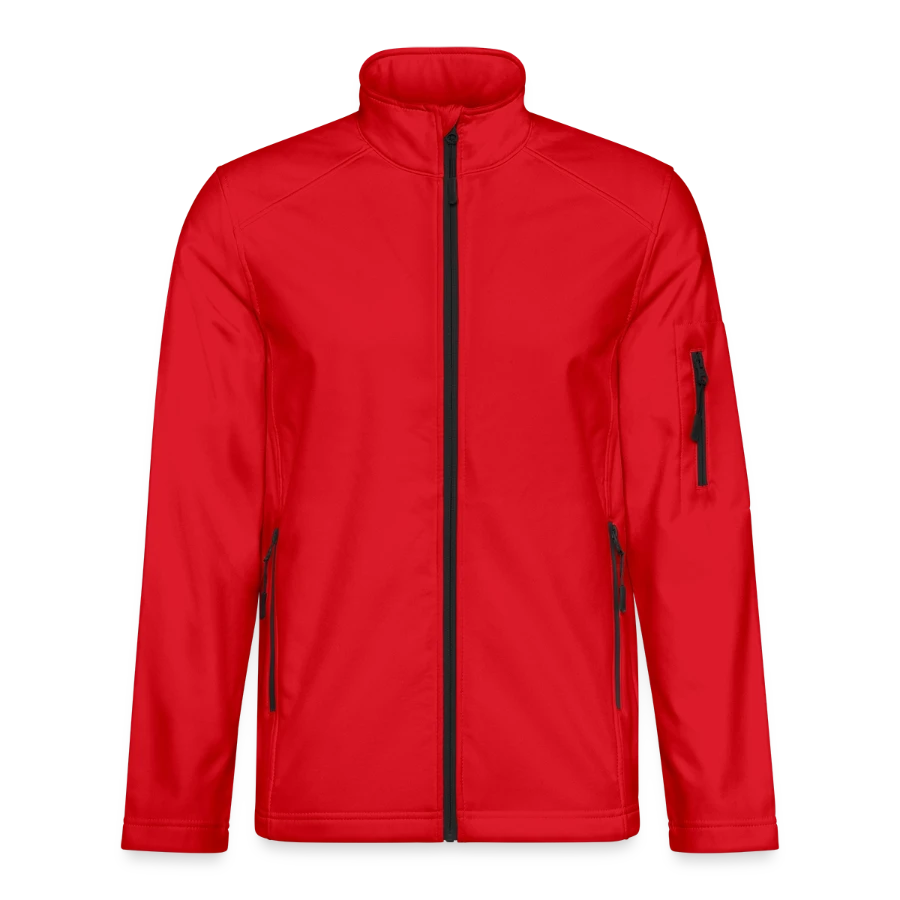 Zermatt badge on a unisex softshell jacket, red