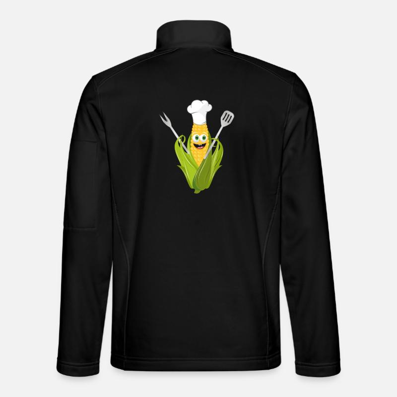 lustiger Comic Maiskolben mit Kochmütze - Unisex Softshelljacke - Schwarz