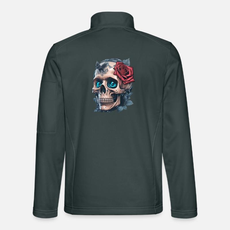 Crâne avec des roses Veste en tissu softshell Unisexe