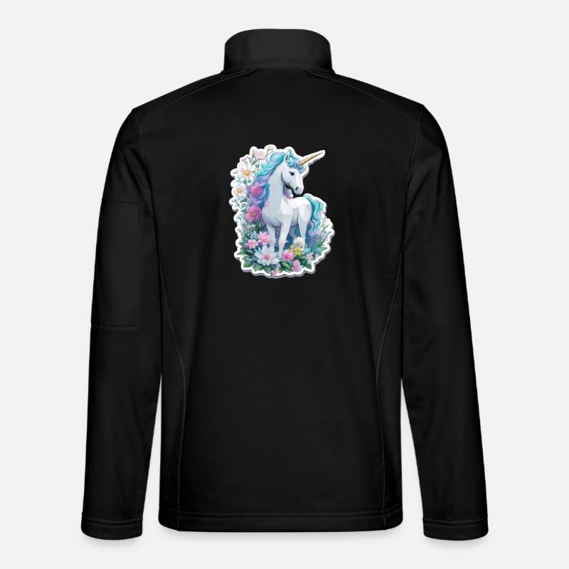 Einhorn im Blumengarten - Unisex Softshelljacke - Schwarz