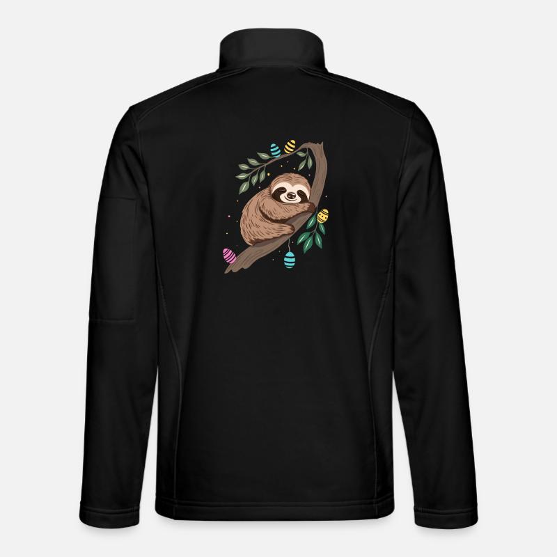 Easter Sloth with Easter Eggs - Unisex Softshell Jacket - black