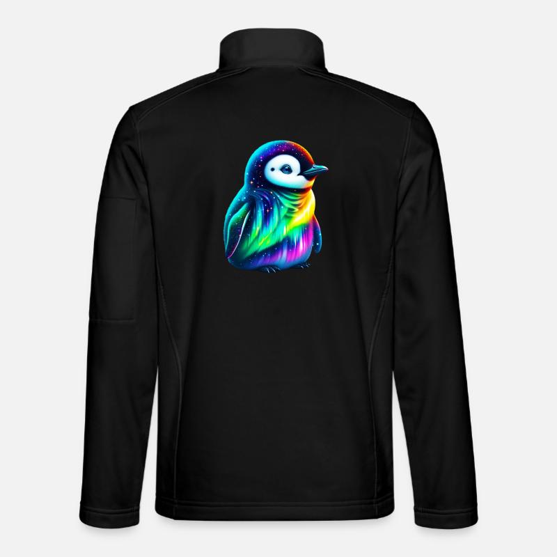 Aurora Borealis Penguin - Unisex Softshell Jacket - black