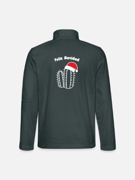 Feliz Navidad Merry Christmas Cactus Santa Hat - Unisex Softshell Jacket - mouse grey - Back