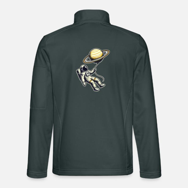 Floating with Saturn – Astronaut Balloon Design Unisex Softshell Jacket