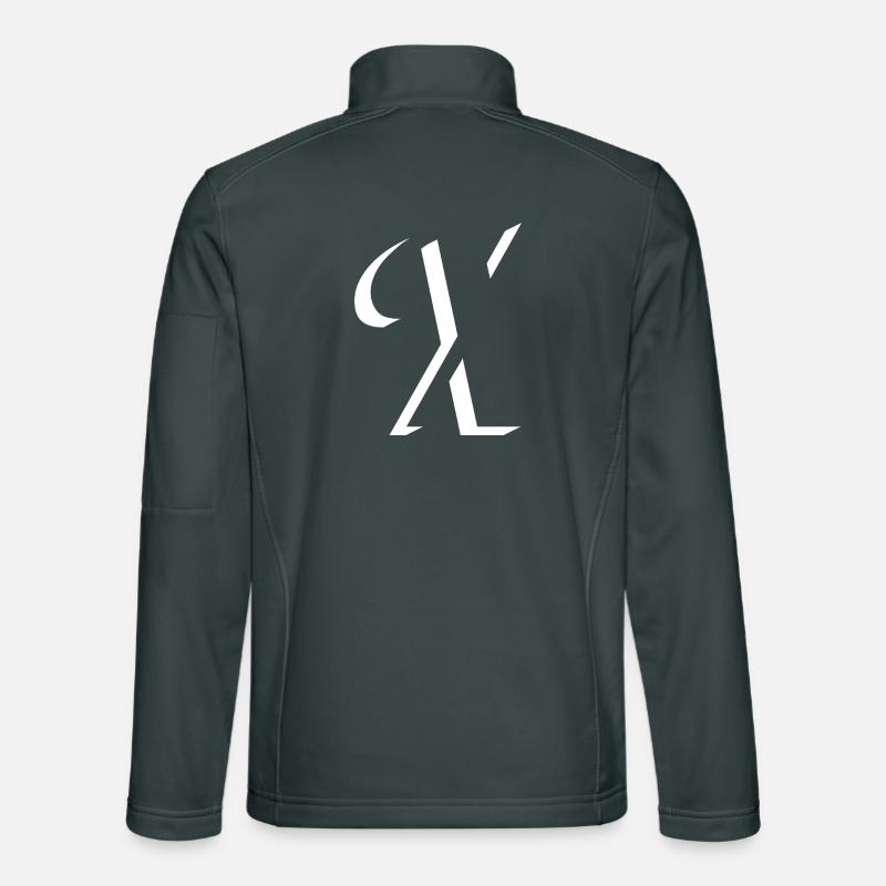 Abstract Letter Geometry Pattern in Black and White Unisex Softshell Jacket