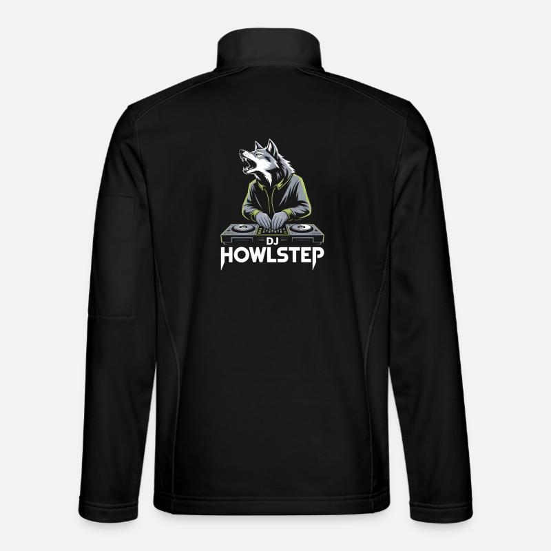 DJ Howlstep Wolf à la table de mixage Rave Vibes Veste en tissu softshell Unisexe